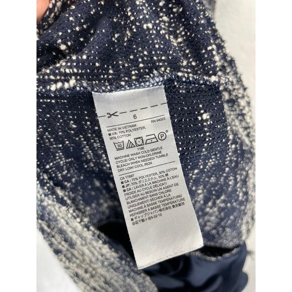 Banana Republic Sheath Navy Black WhiteTweed Dress Size‎ 6 Cap Sleeve - Picture 6 of 7